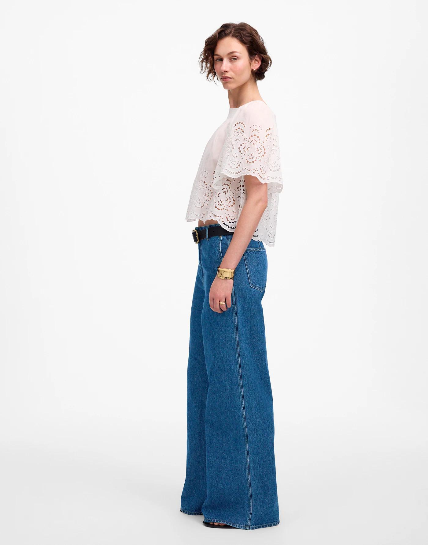 Wide-Sweep Denim Trousers in Dowe Wash Product Image