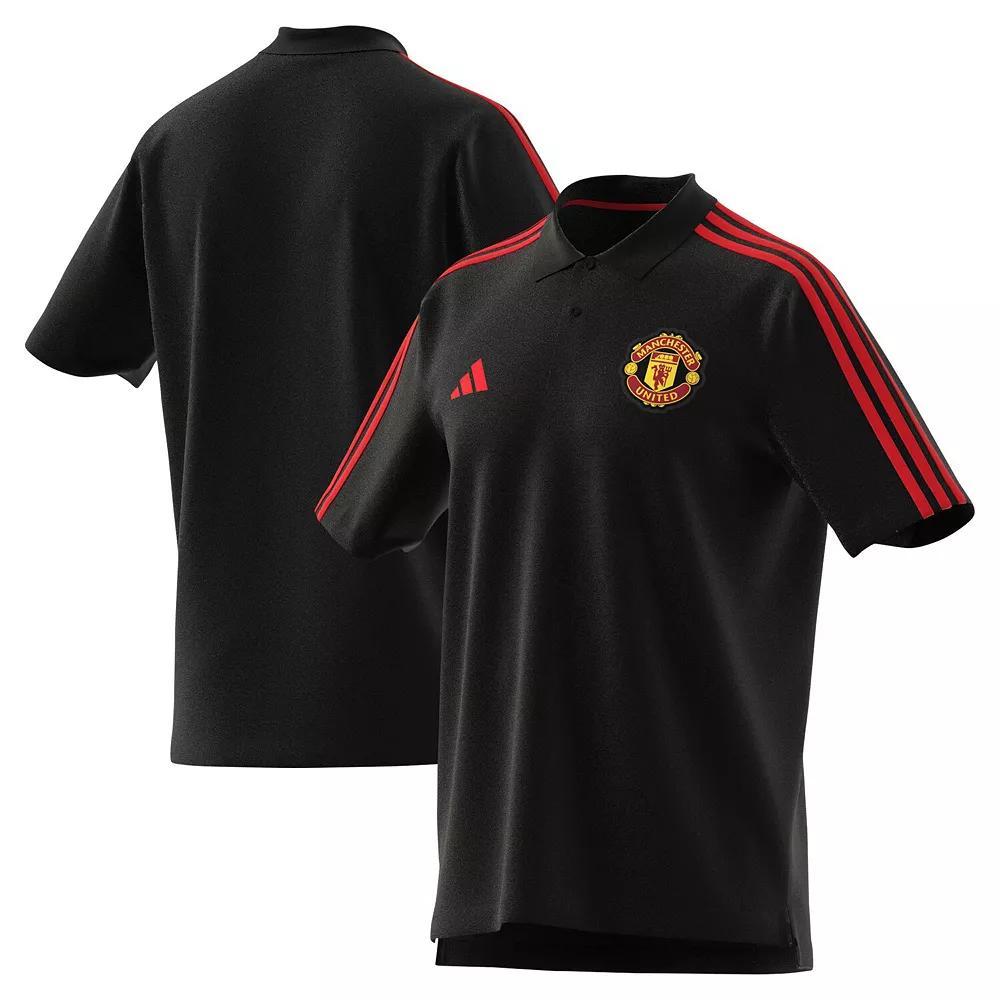 Men's adidas Black Manchester United DNA Polo, Size: Medium, Man Black Product Image