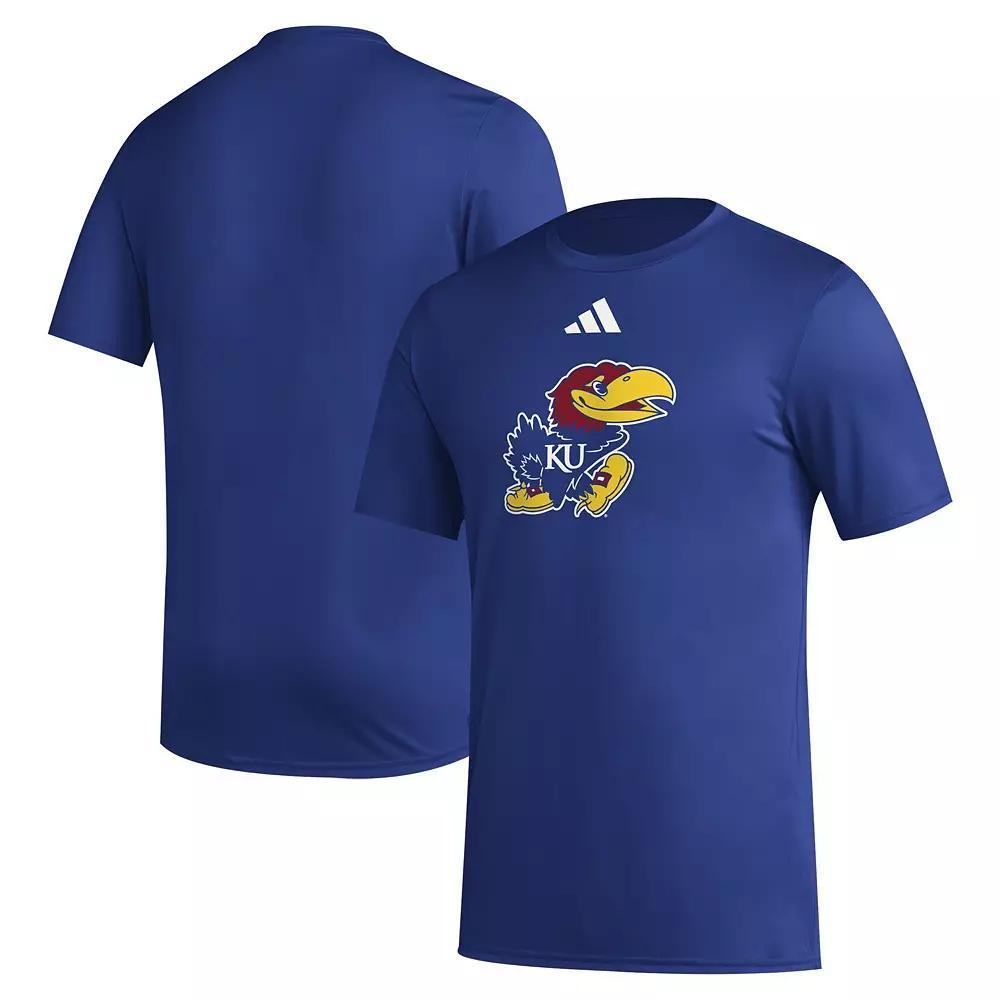 Men's adidas Royal Kansas Jayhawks Primary Locker Logo Pre-Game AEROREADY T-Shirt, Size: XL, Blue Product Image