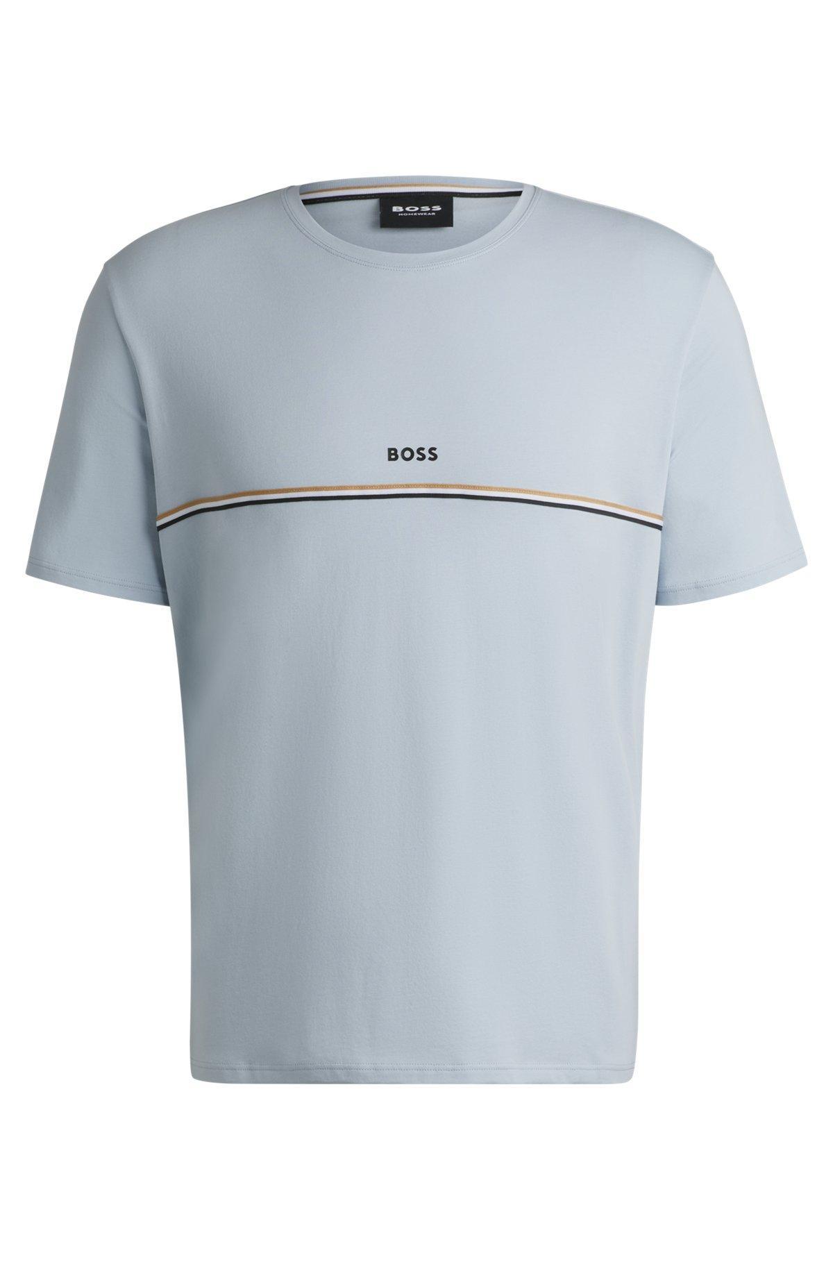 Stretch-cotton pajama T-shirt with logo print Product Image