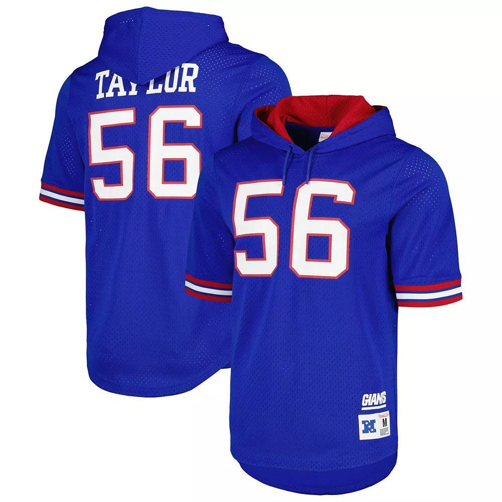 Mens Mitchell & Ness Lawrence Taylor Royal New York Giants Retired Player Name & Number Mesh Hoodie T-Shirt Product Image