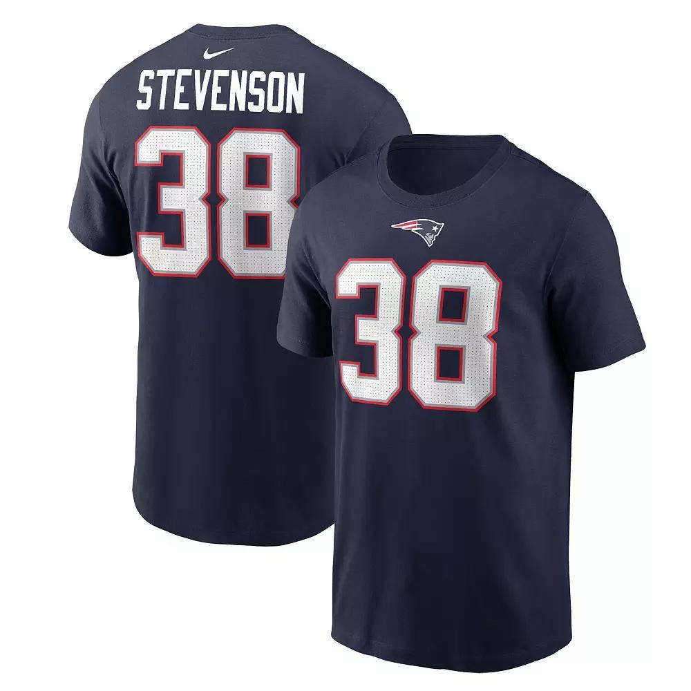 Men's Nike Rhamondre Stevenson Navy New England Patriots Player Name & Number T-Shirt, Size: Medium, Blue Product Image
