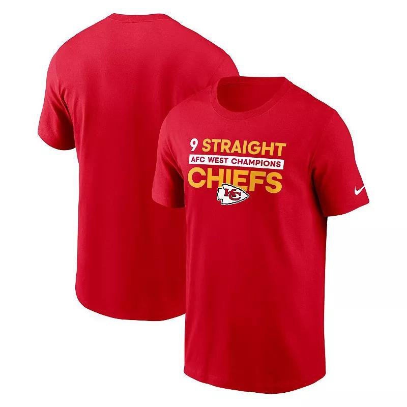 Men's Nike Red Kansas City Chiefs Nine-Straight AFC West Division Champions T-Shirt, Size: Large Product Image