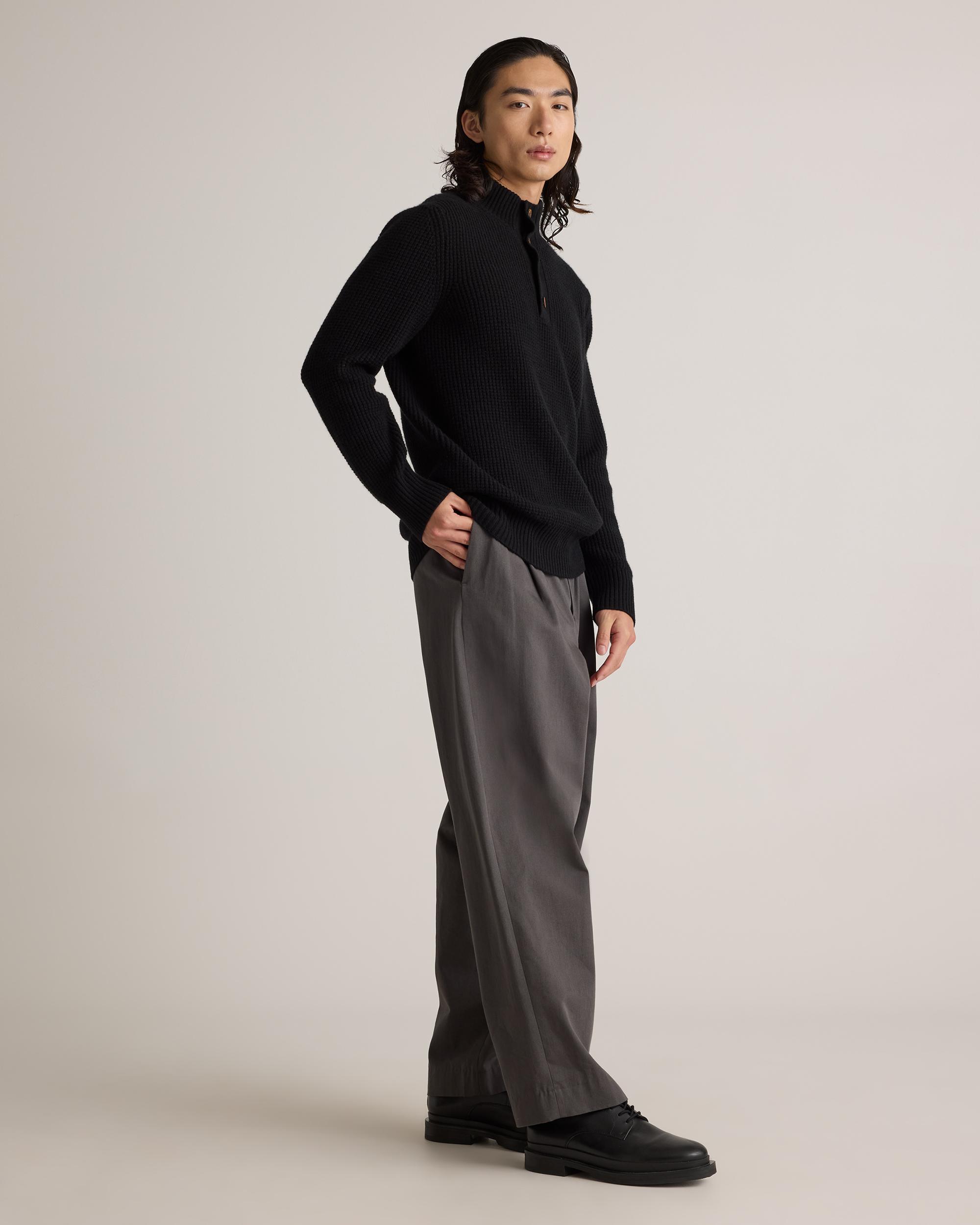 Quince | Men's Mongolian Cashmere Waffle Quarter Button Sweater Size XL Product Image