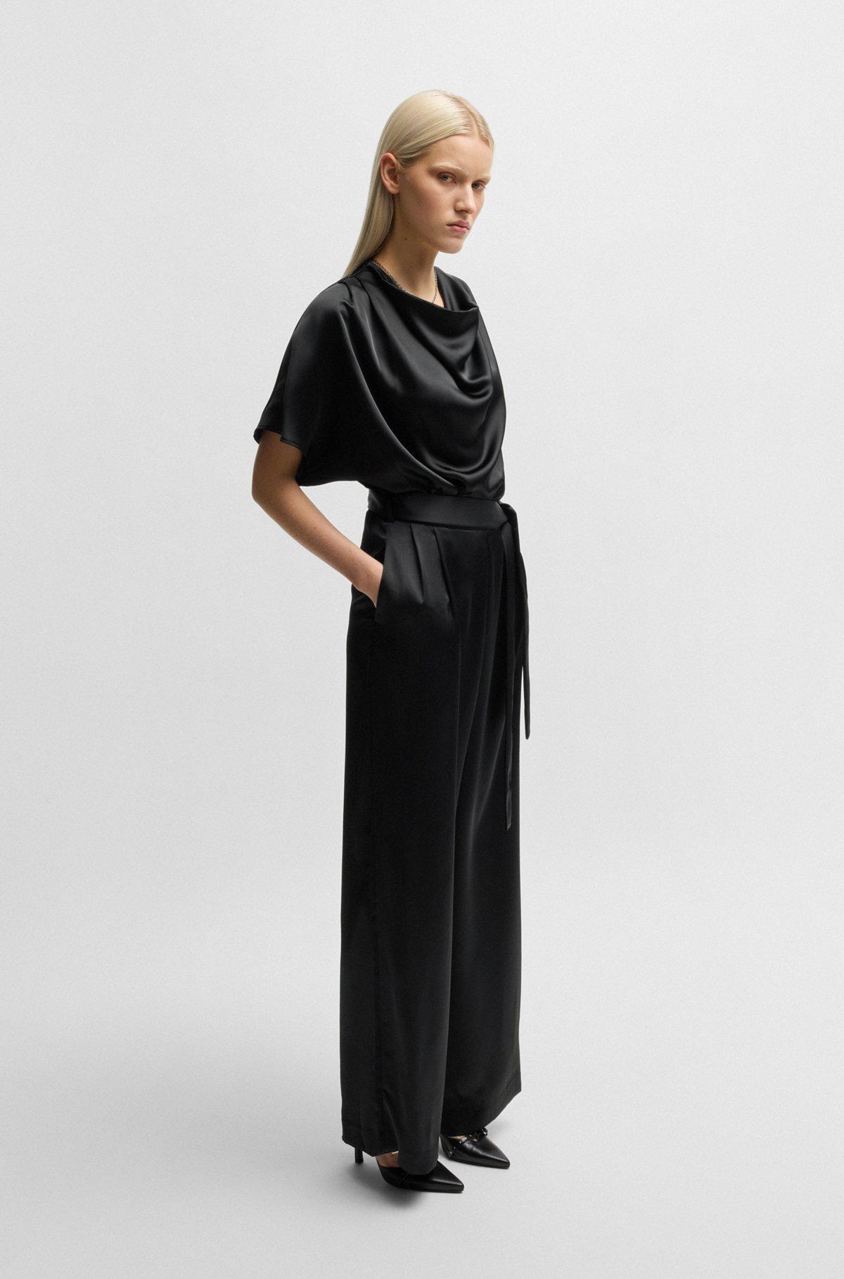 Cowl-neck regular-fit jumpsuit in fluent satin Product Image