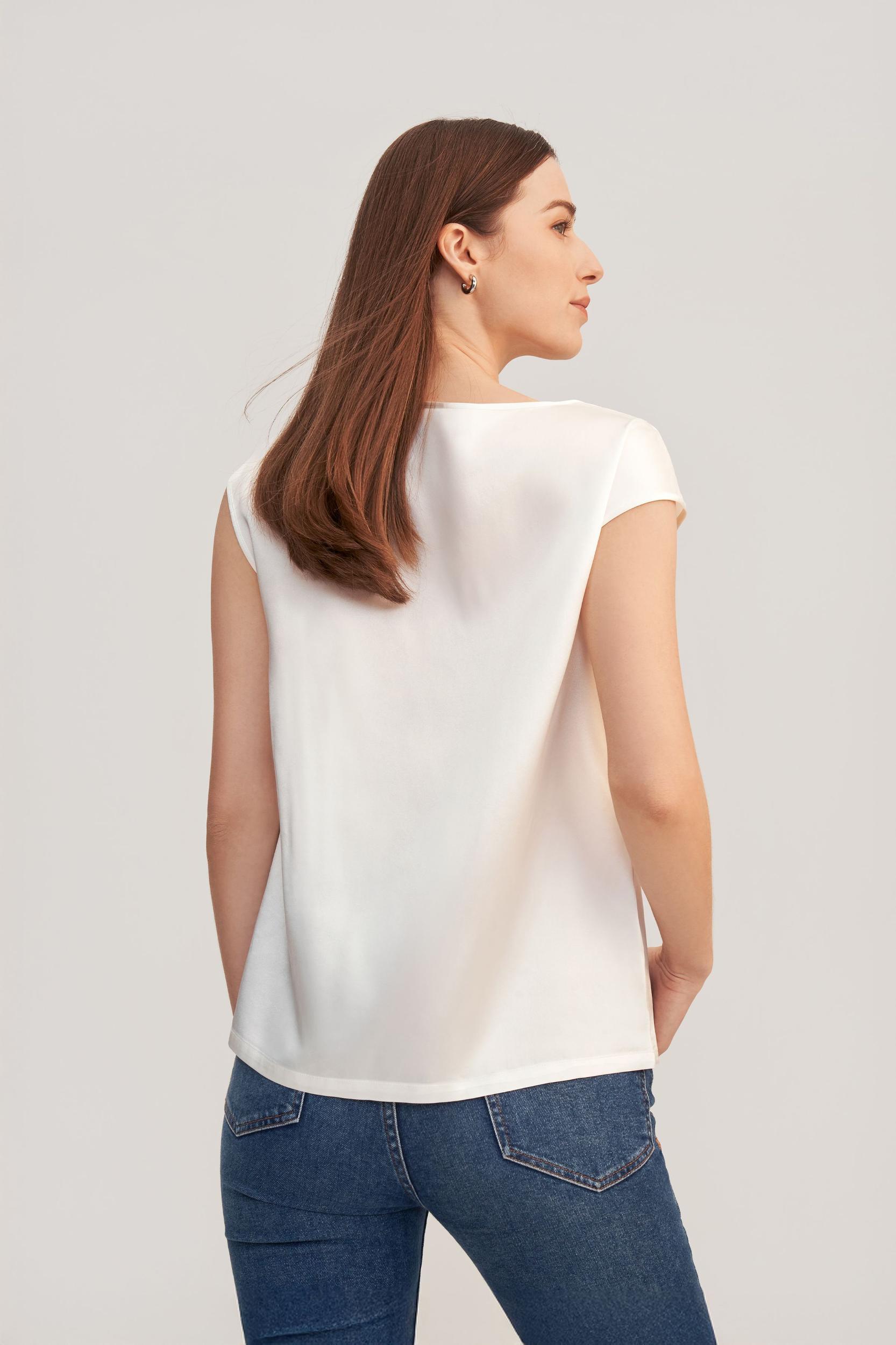 Basic Cap Sleeves Silk Tee Product Image