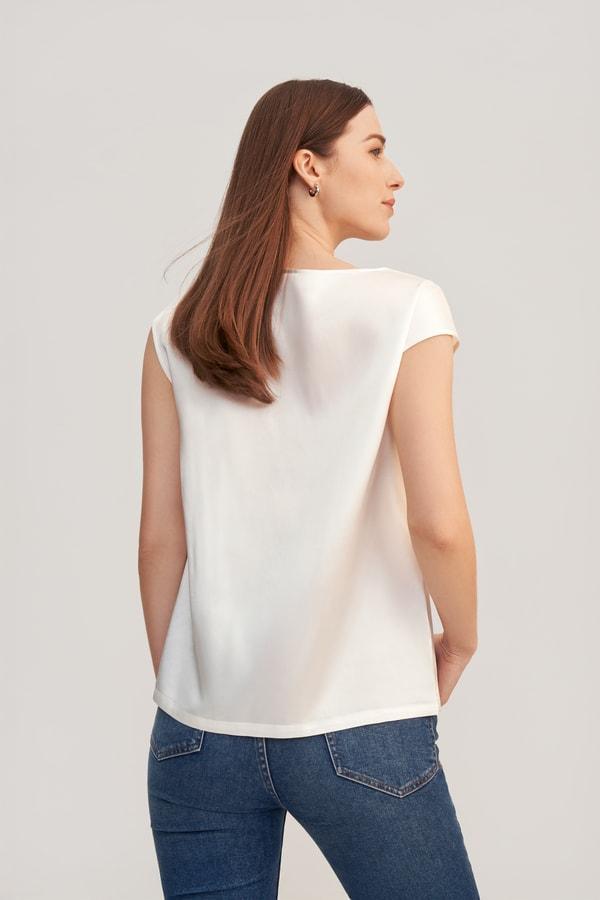 Basic Cap Sleeves Silk Tee Product Image