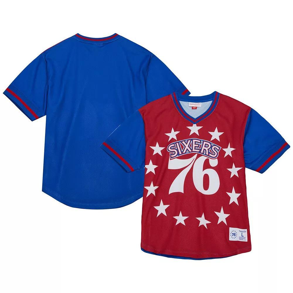 Men's Mitchell & Ness  Red Philadelphia 76ers Jumbotron 3.0 Mesh V-Neck T-Shirt, Size: 2XL, 76r Red Product Image