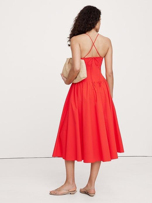 Stretch-Cotton Poplin Long Midi Dress Product Image