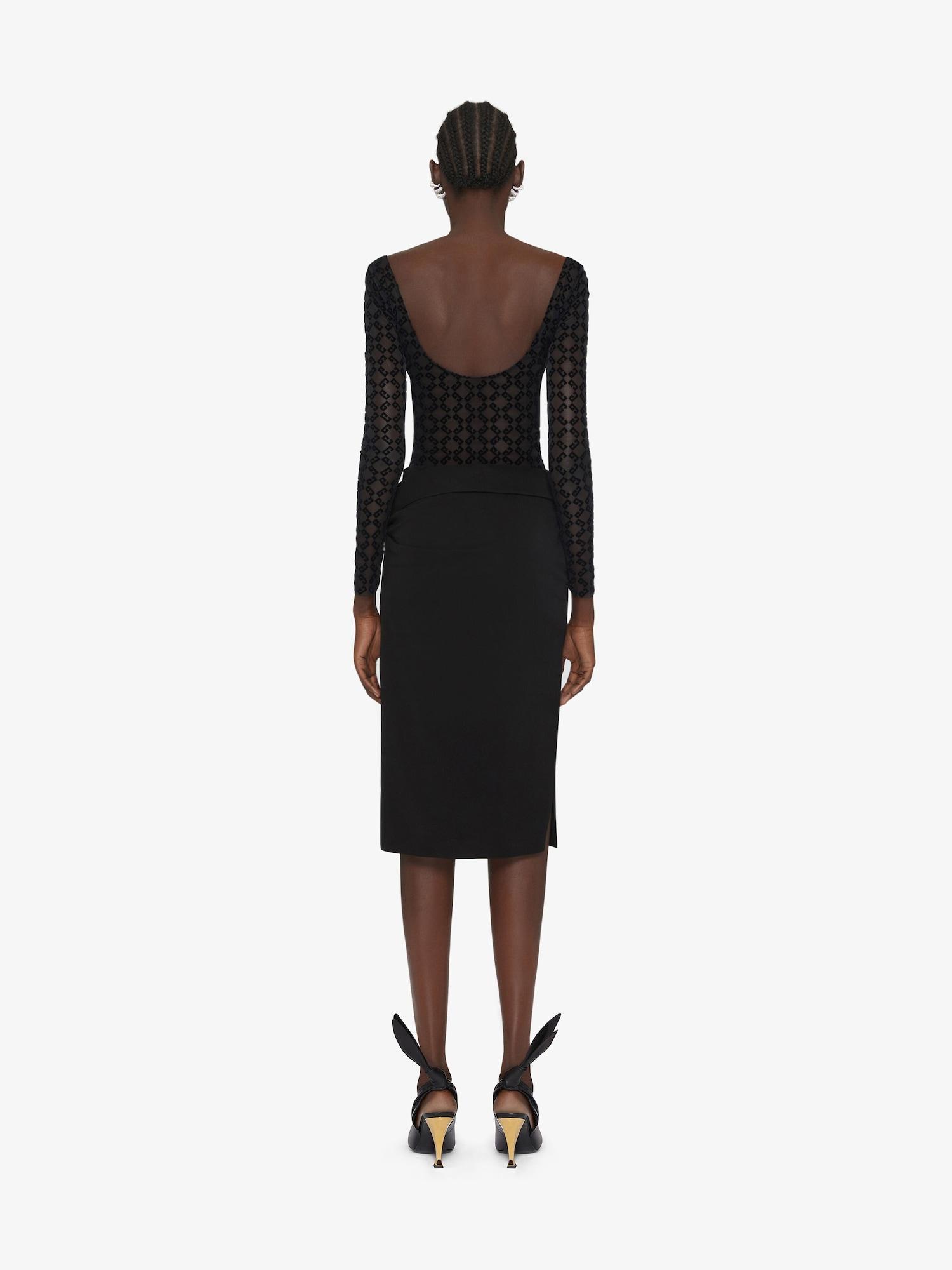 Draped dress in jersey and monogram 72 tulle Product Image