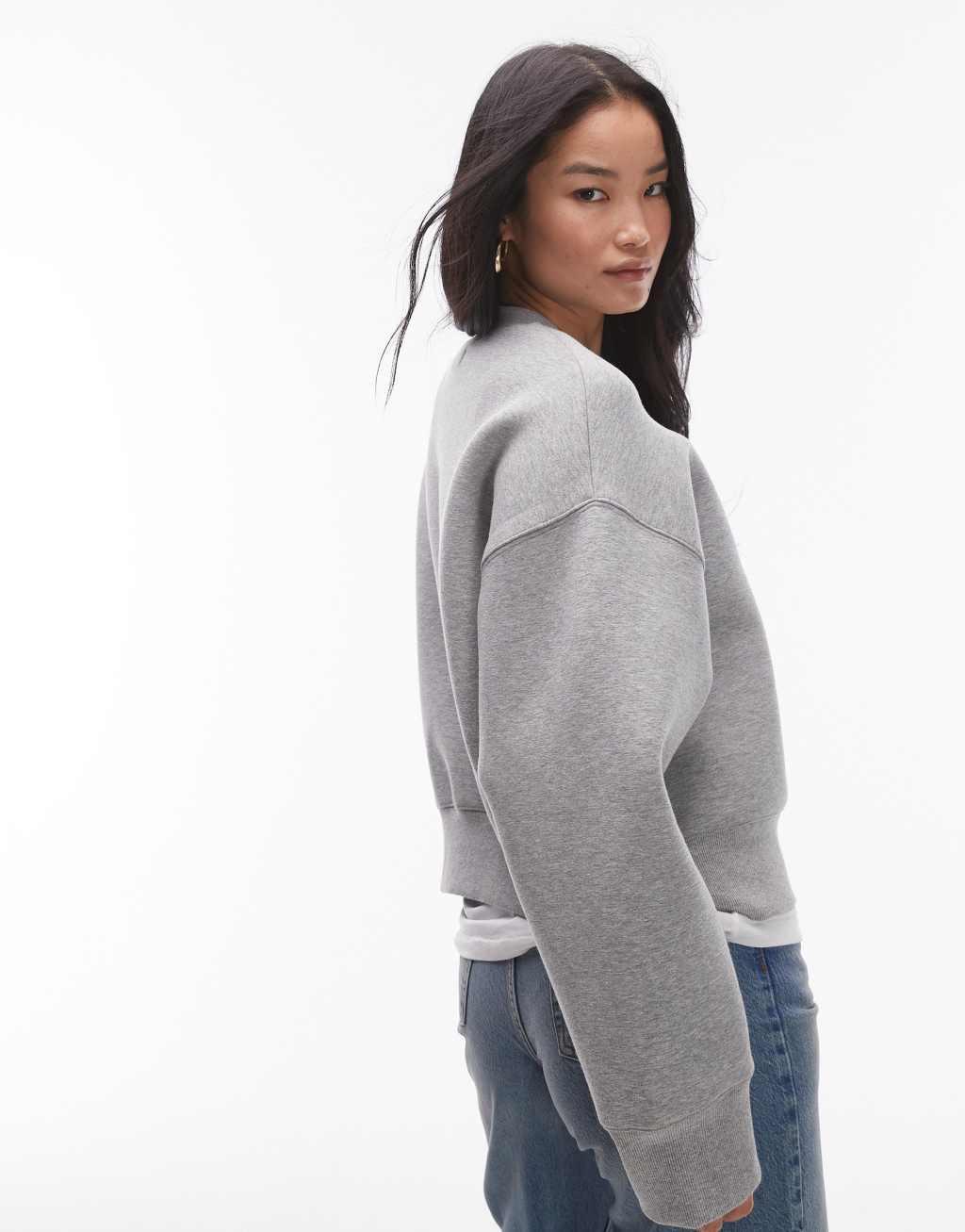 Topshop premium scuba sweat in gray heather Product Image