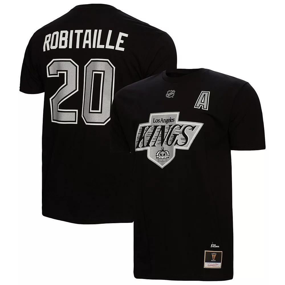 Men's Mitchell & Ness Luc Robitaille Black Los Angeles Kings  Name & Number T-Shirt, Size: Small, Kgs Black Product Image