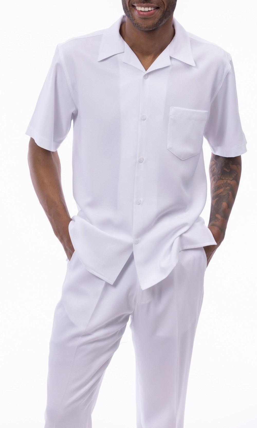 Men's 2 Piece Walking Suit Summer Short Sleeves in White Male Product Image
