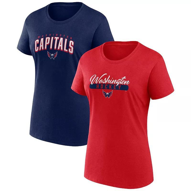 Women's Fanatics Branded Red/Navy Washington Capitals Two-Pack Fan T-shirt Set, Size: Large Product Image