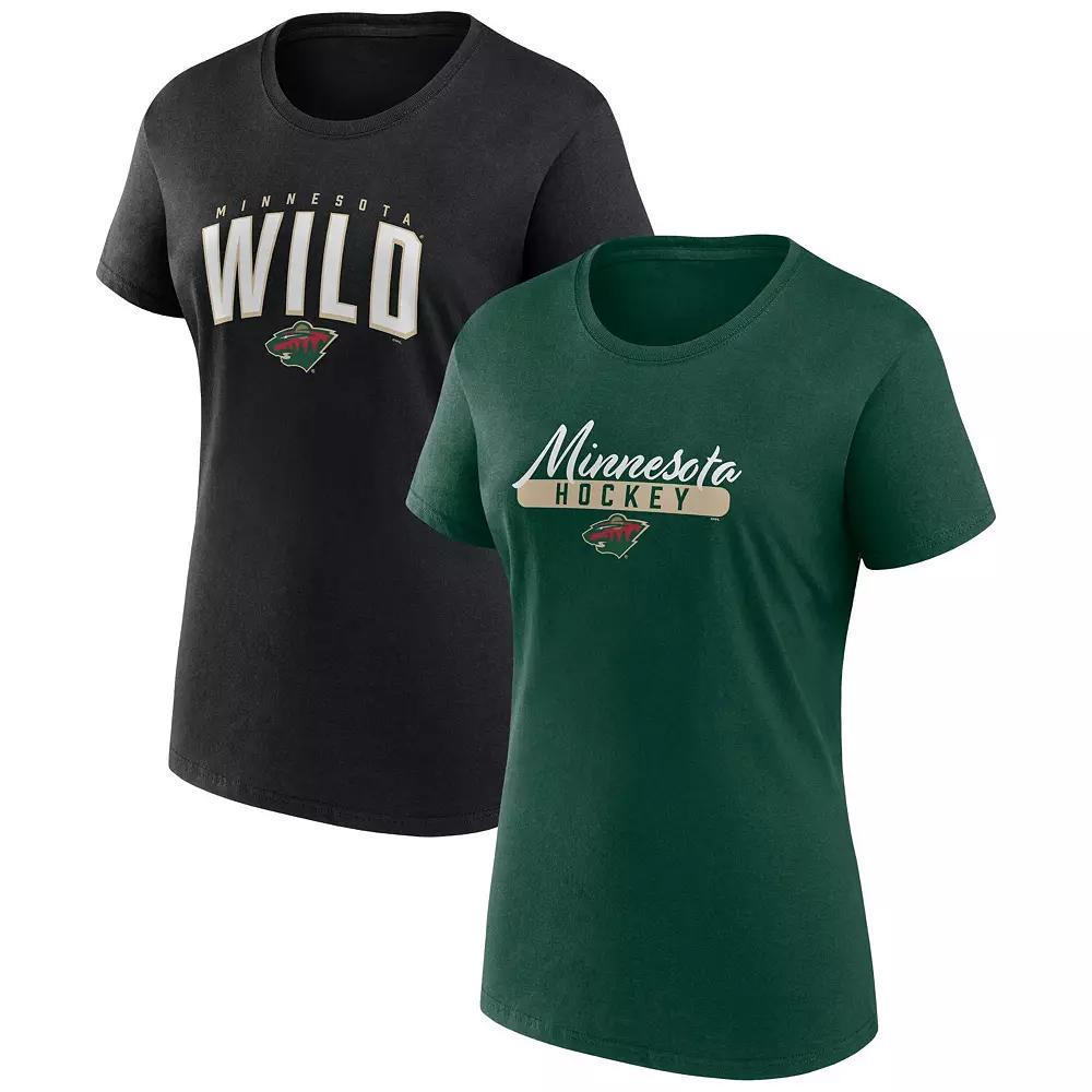 Women's Fanatics Branded Green/Black Minnesota Wild Two-Pack Fan T-shirt Set, Size: Small Product Image