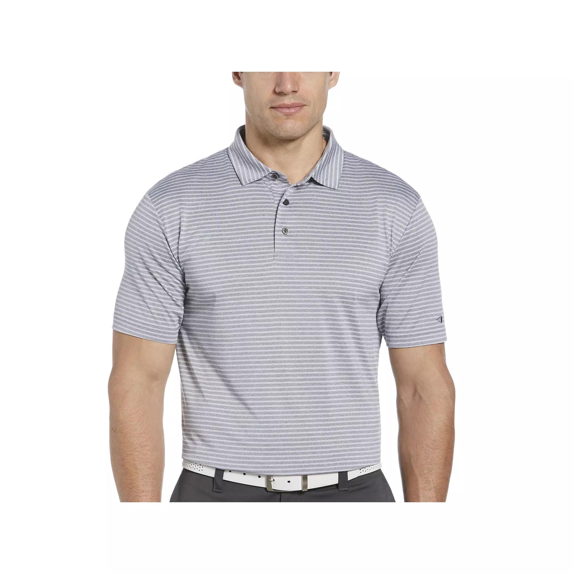 Men's Grand Slam Heather Feeder Stripe Golf Polo, Size: Large, Cavier Grey Product Image