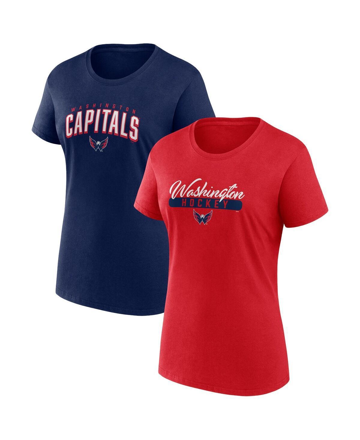 Women's Fanatics Branded Red/Navy Washington Capitals Two-Pack Fan T-shirt Set, Size: Large Product Image