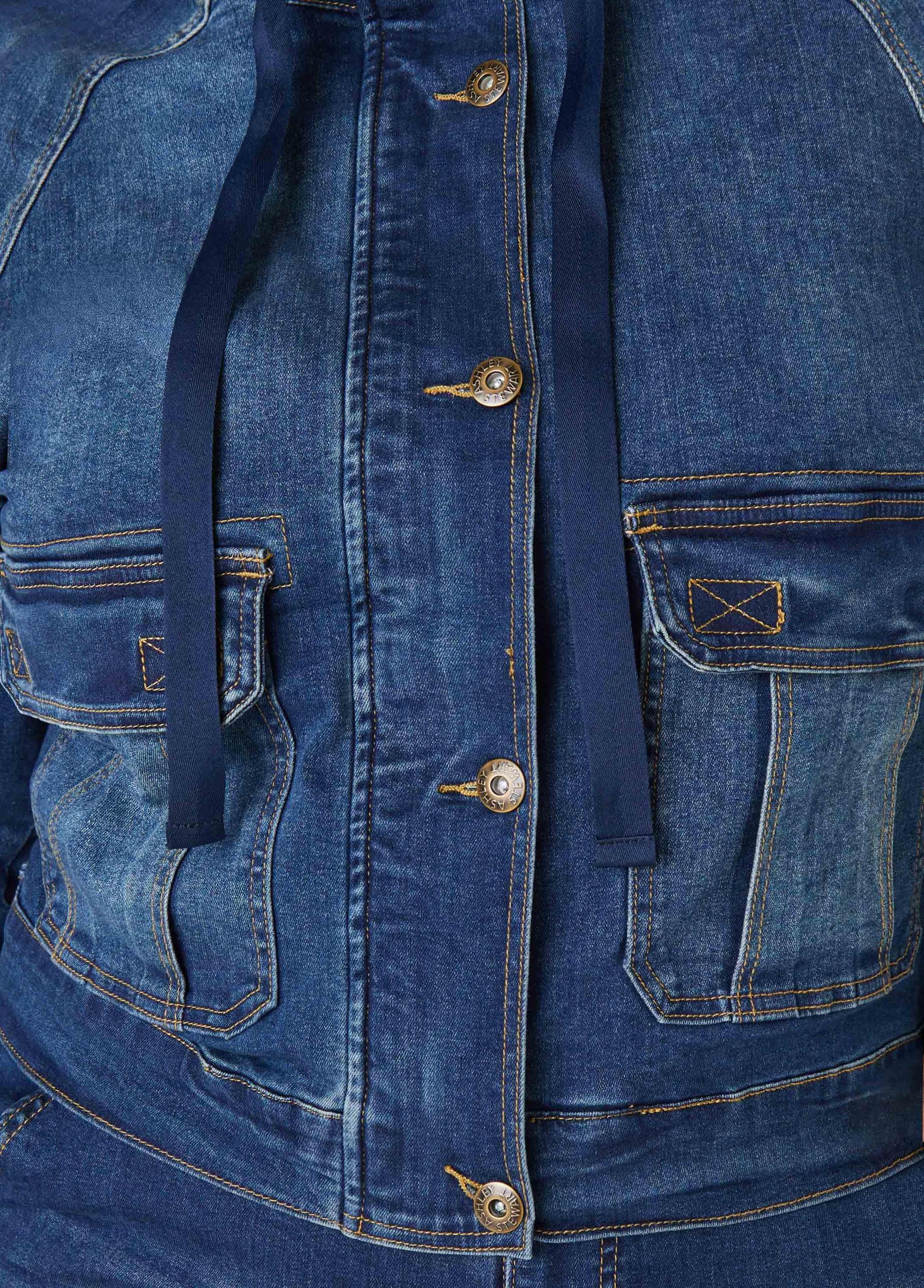 Drawstring Denim Jacket Product Image