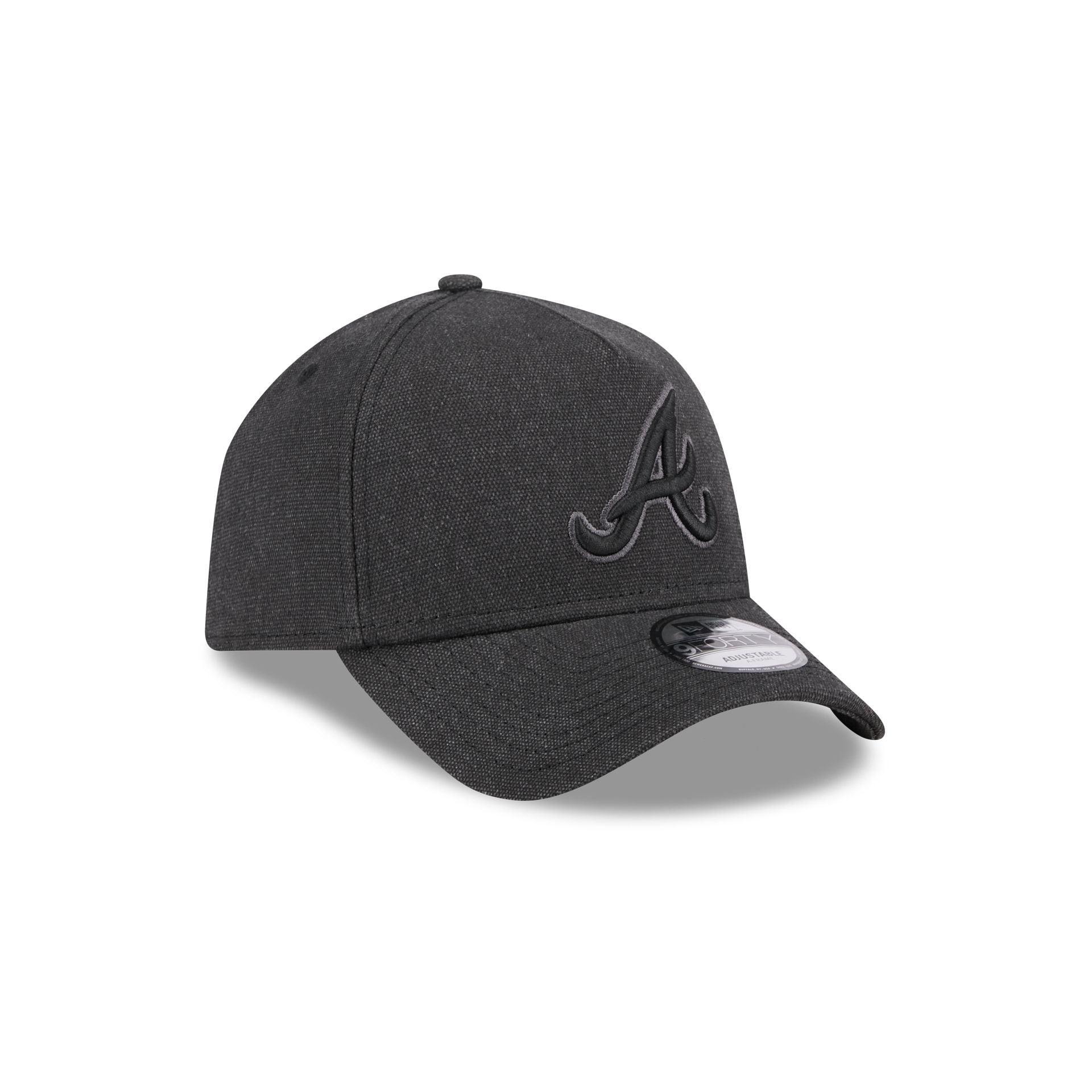 Atlanta Braves Logo Essentials Black 9FORTY A-Frame Snapback Hat Male Product Image
