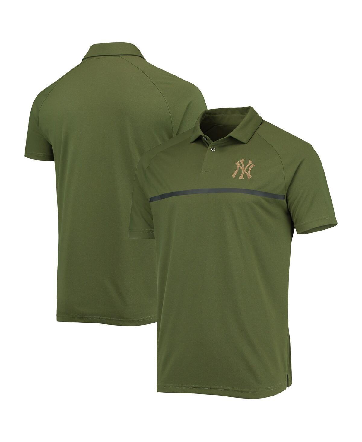 Men's Levelwear Olive New York Yankees Delta Sector Raglan Polo, Size: Small, Team Product Image