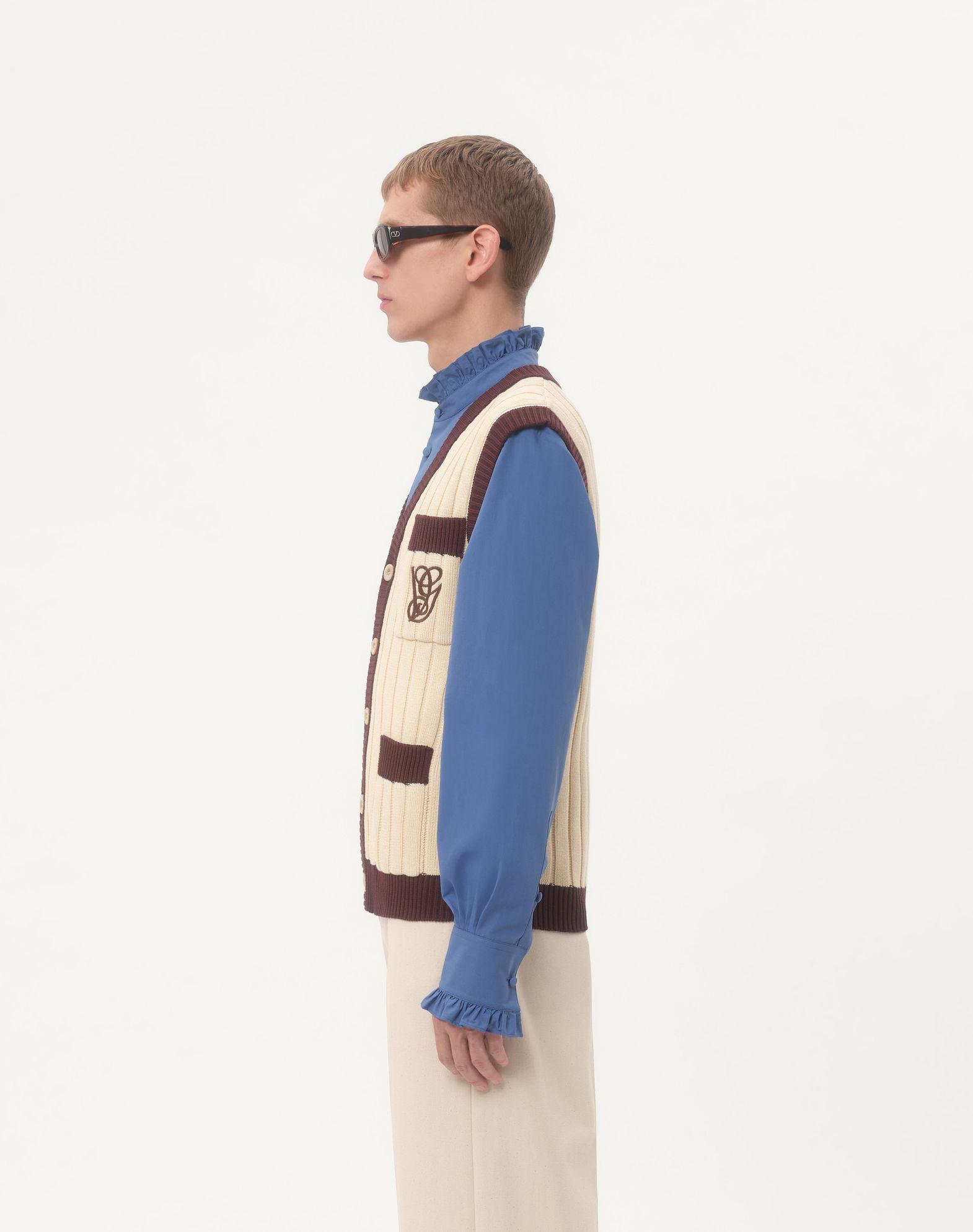 Ribbed Cotton Vest With Vg Embroidery Product Image