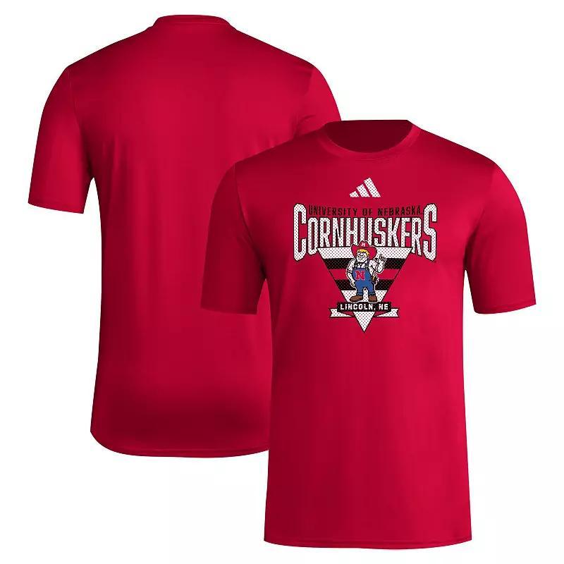 Mens adidas Scarlet Nebraska Huskers 2024 Locker Trilateral Pre-Game T-Shirt Product Image