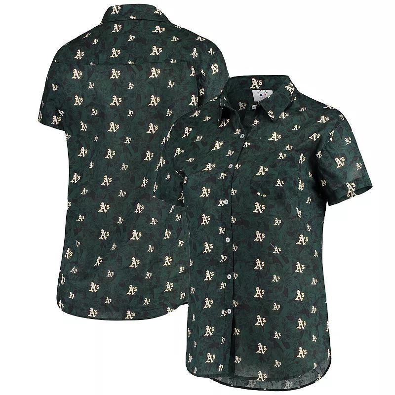 Women's FOCO Green Oakland Athletics Floral Button Up Shirt, Size: Medium Product Image