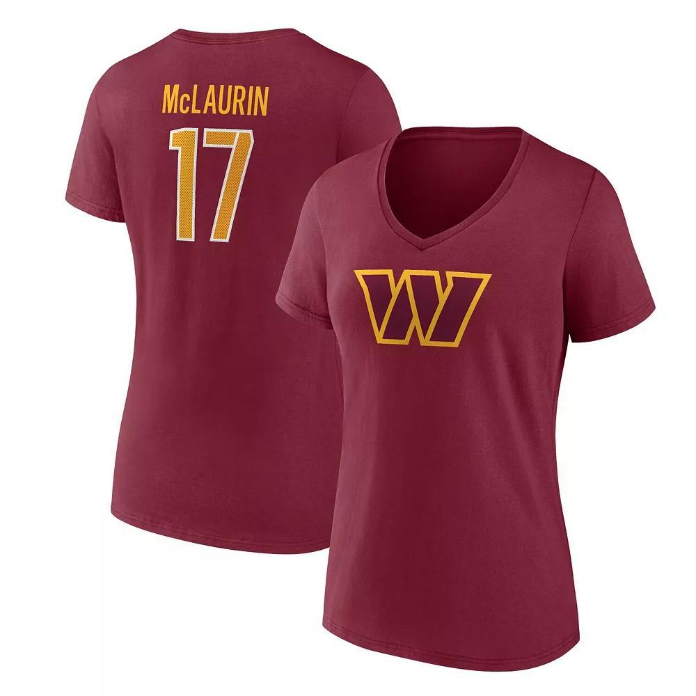 Women's Fanatics Branded Terry McLaurin Burgundy Washington Commanders Player Icon Name & Number V-Neck T-Shirt, Size: Large, Wft Med Re Product Image