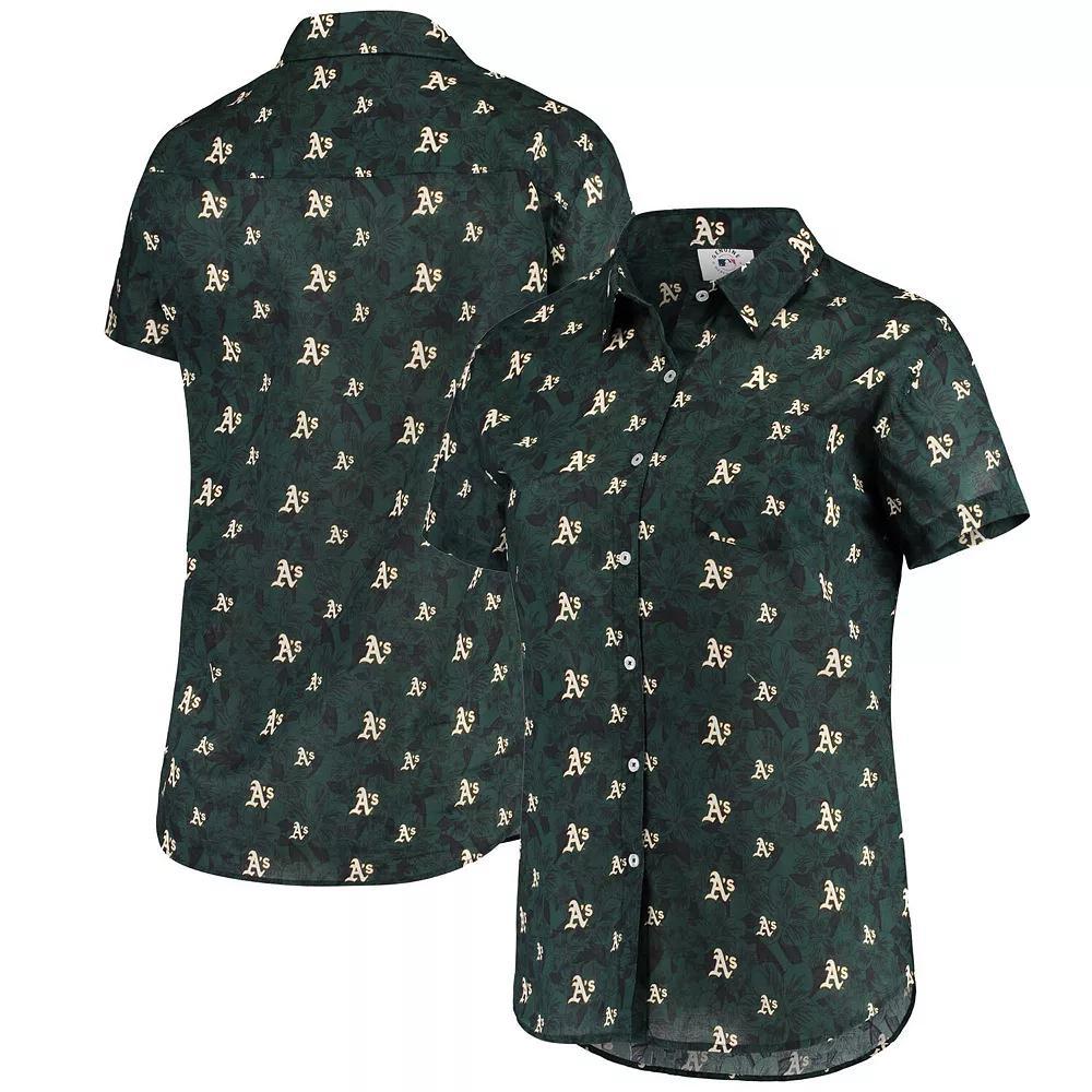 Women's FOCO Green Oakland Athletics Floral Button Up Shirt, Size: Medium Product Image