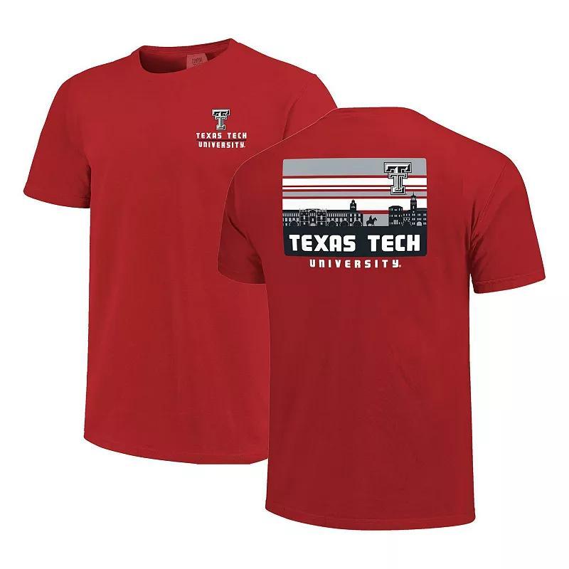 Men's Red Texas Tech Red Raiders Striped Campus Skyline T-Shirt, Size: Large Product Image