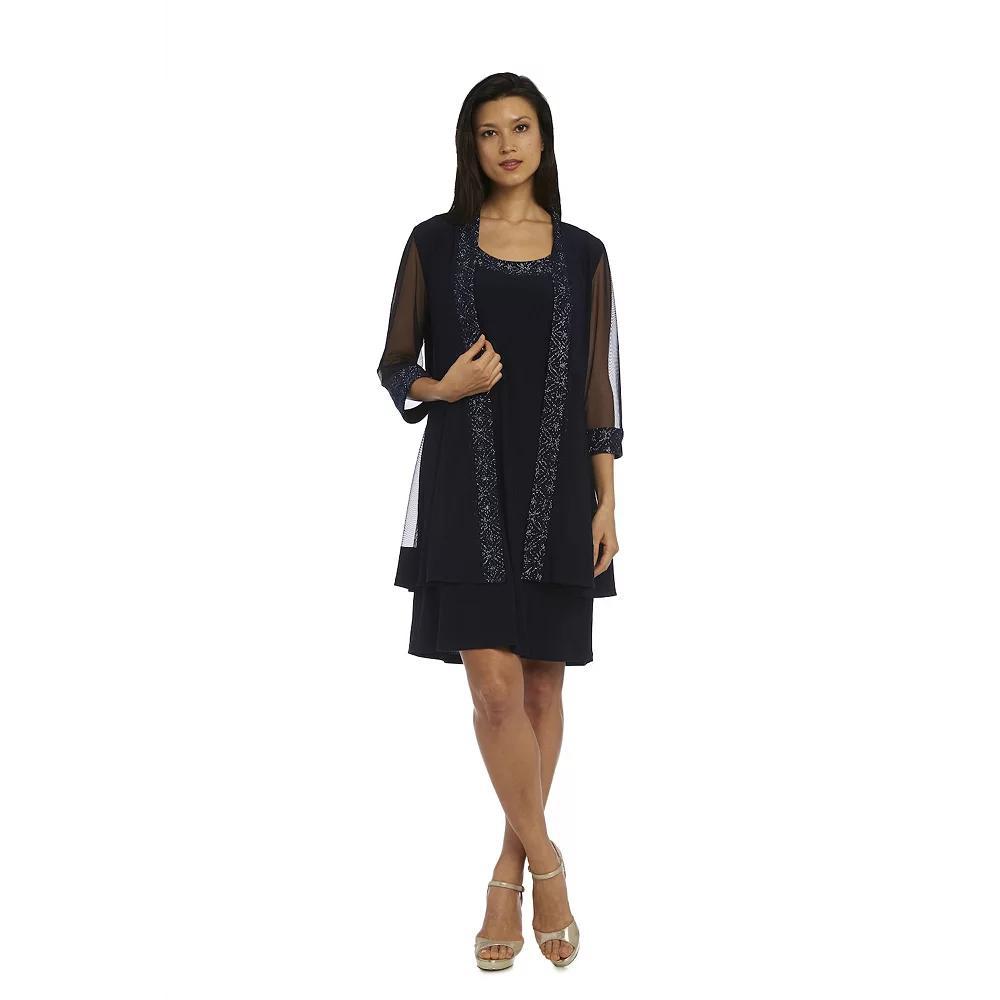 Women's R&M Richards 2-pc. Panel Jacket & Dress Set, Size: 8, Blue Product Image