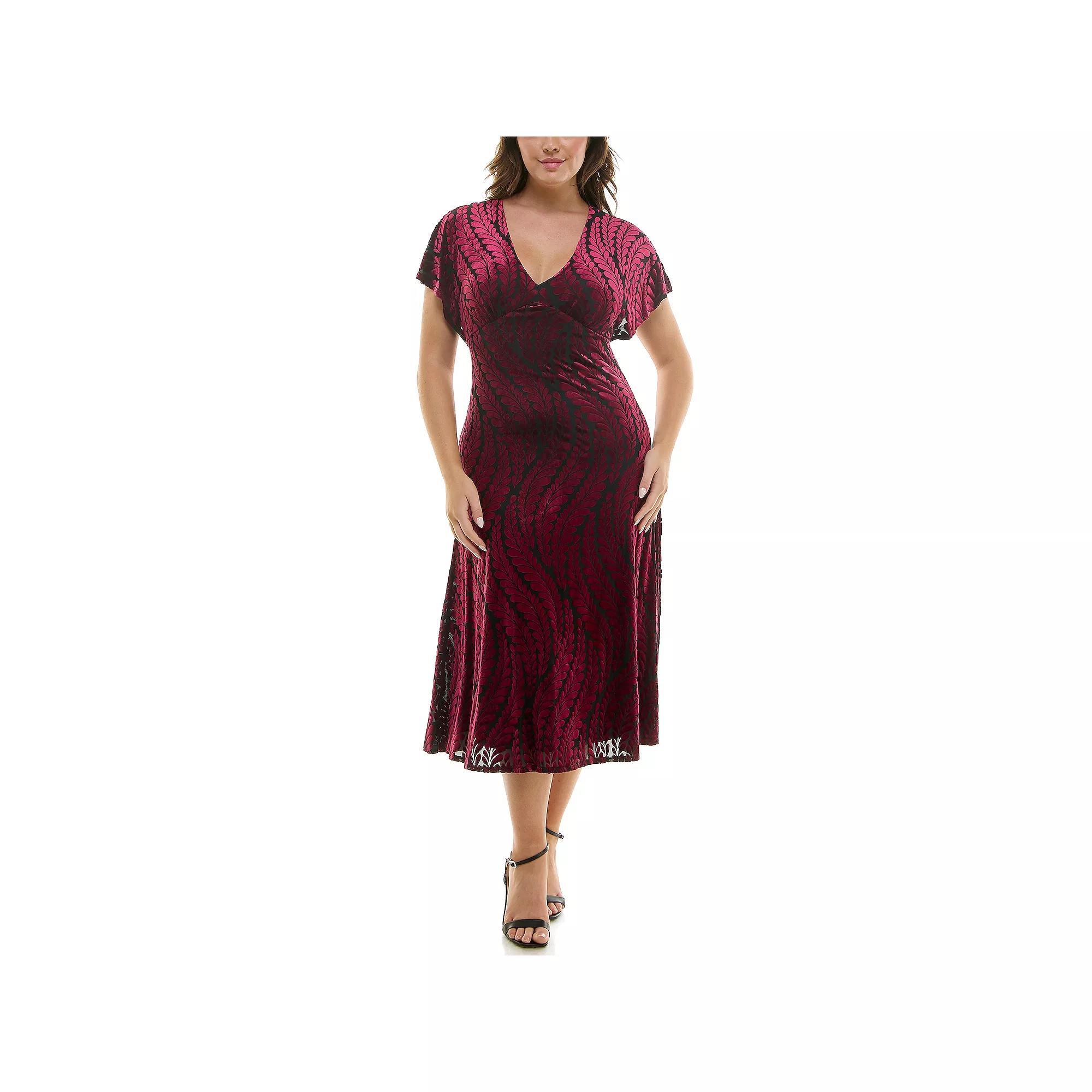 Plus Size Taylor Velvet Burnout Dolman Sleeve Dress, Women's, Size: 20 - Regular, Wine Black Product Image