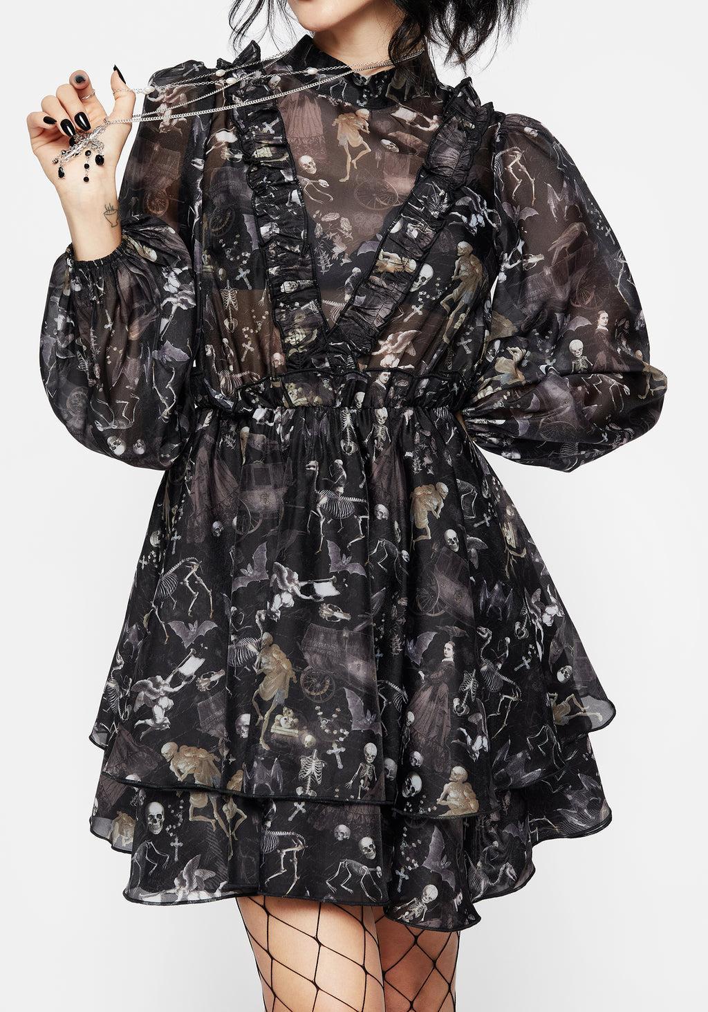 Melancholia Frill Yoke Layered Organza Mini Dress Product Image