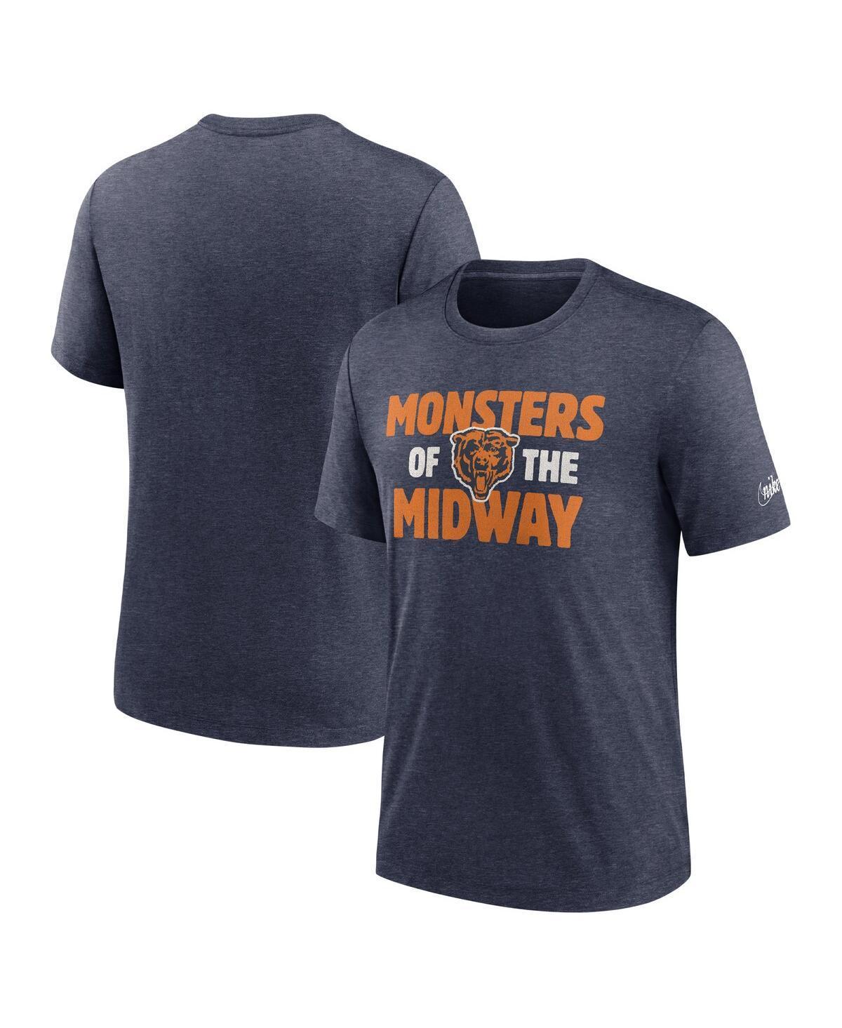 Men's Nike Heathered Navy Chicago Bears Local Tri-Blend T-Shirt, Size: Small, Blue Product Image