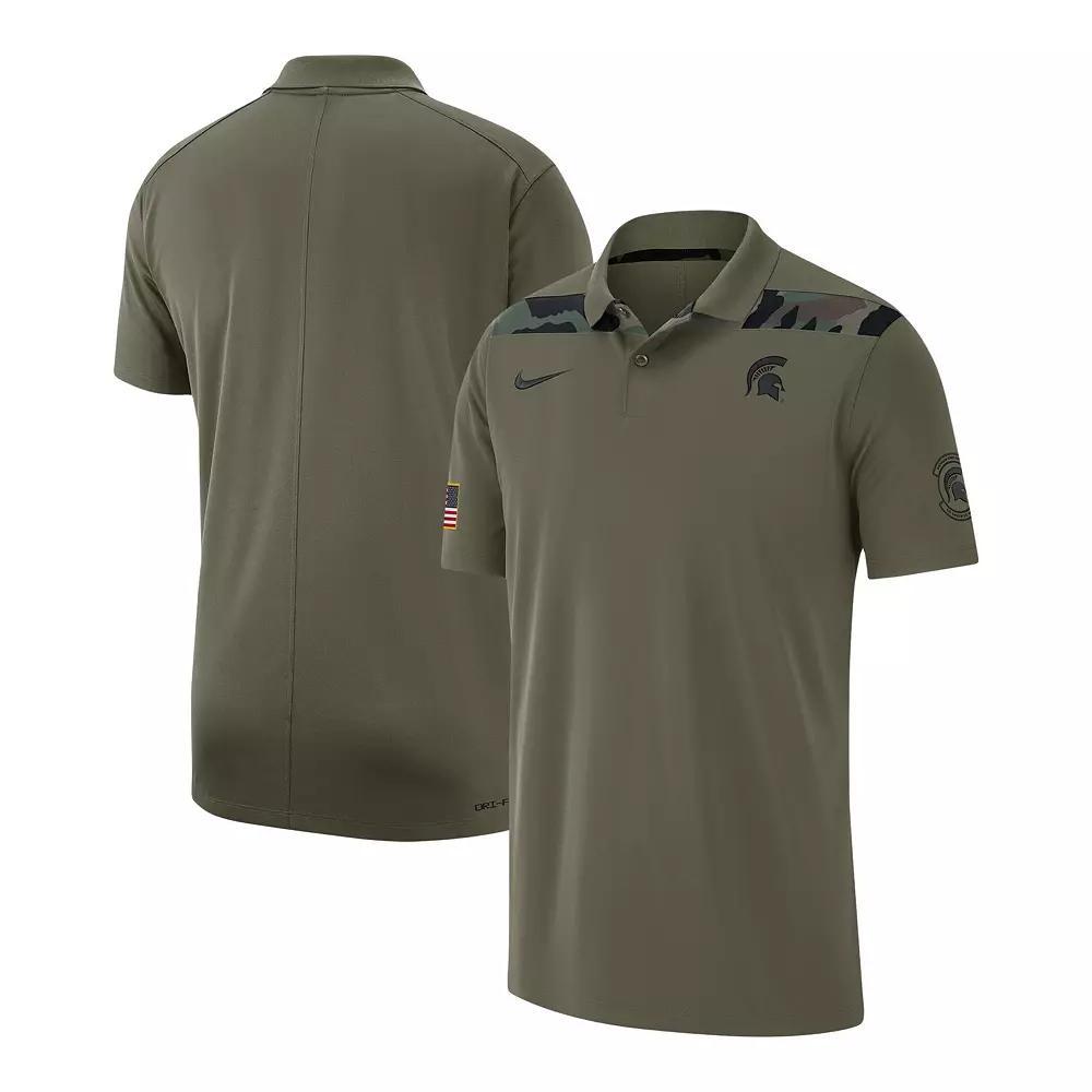Mens Nike Olive Michigan State Spartans 2023 Sideline Coaches Military Pack Performance Polo Product Image