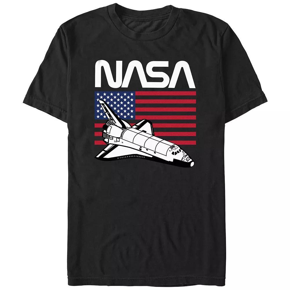 Men's Nasa USA Flag Graphic Tee, Size: Large, Black Product Image