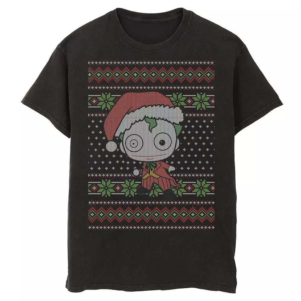 Men's DC Comics Chibi Joker Christmas Sweater Style Tee, Size: 3XL, Black Product Image