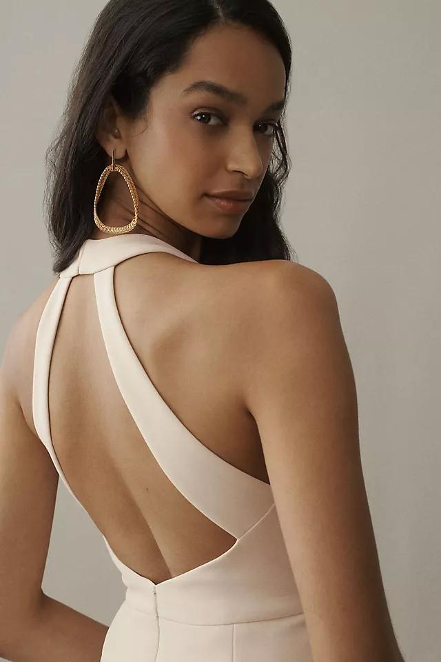 BHLDN Juliana High-Neck Side-Slit Stretch Crepe Maxi Dress Product Image