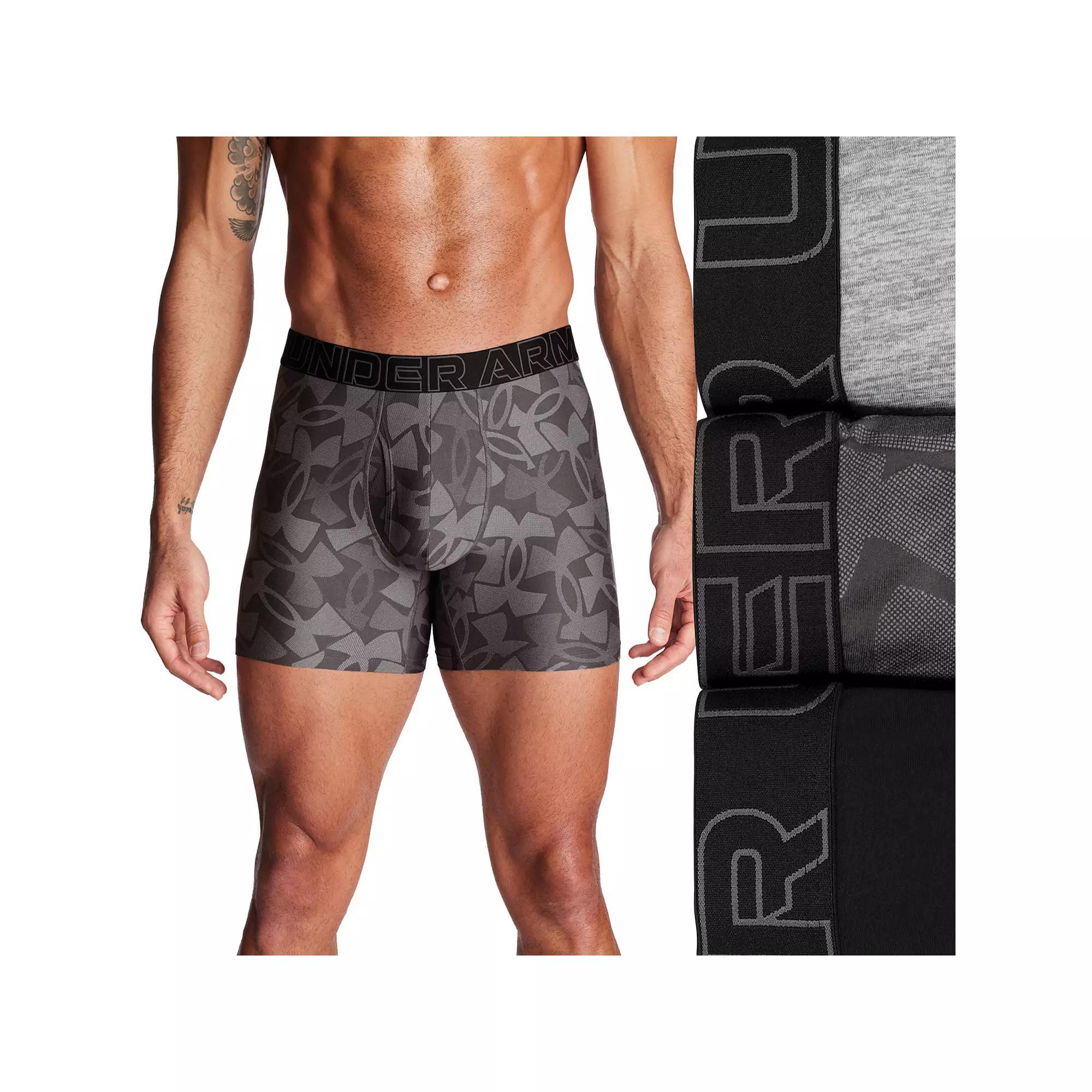 Men's Under Armour 3-pack Performance Tech Fashion 6-in. Boxer Briefs, Size: XXL, Silver Product Image
