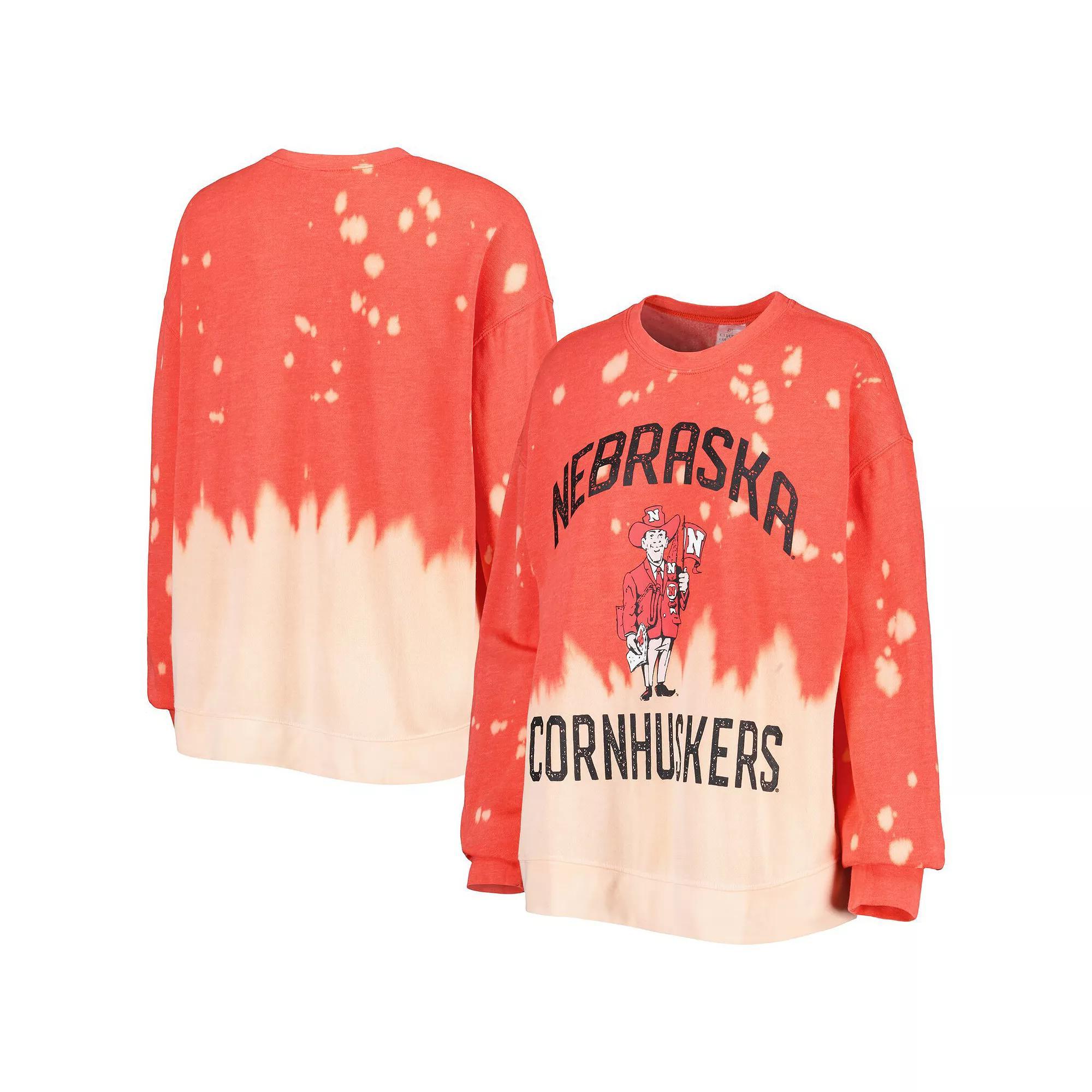 Women's Gameday Couture Red Nebraska Huskers Twice As Nice Faded Dip-Dye Pullover Long Sleeve Top, Size: XS Product Image