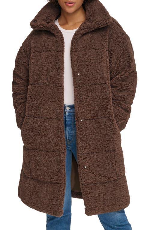 Women's Levi's® Long Quilted Sherpa Coat, Size: Medium, Darkest Green Product Image