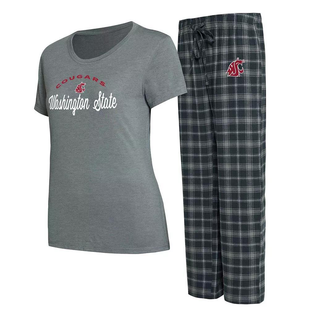 Women's Concepts Sport Charcoal/Gray Washington State Cougars Arctic T-Shirt & Flannel Pants Sleep Set, Size: 3XL, Wsc Charco Product Image