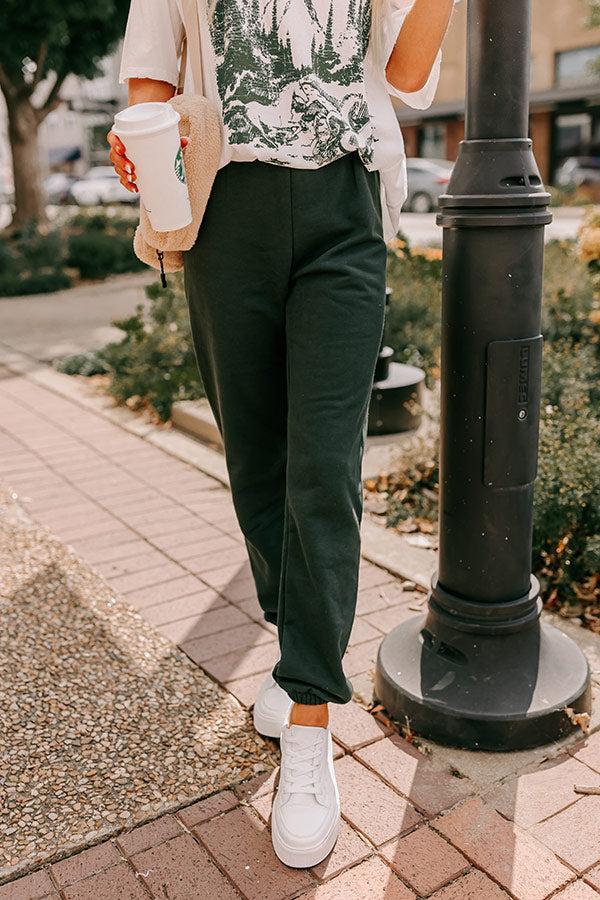 Gym Goals Luxe High Waist Oversized Joggers In Hunter Green Product Image