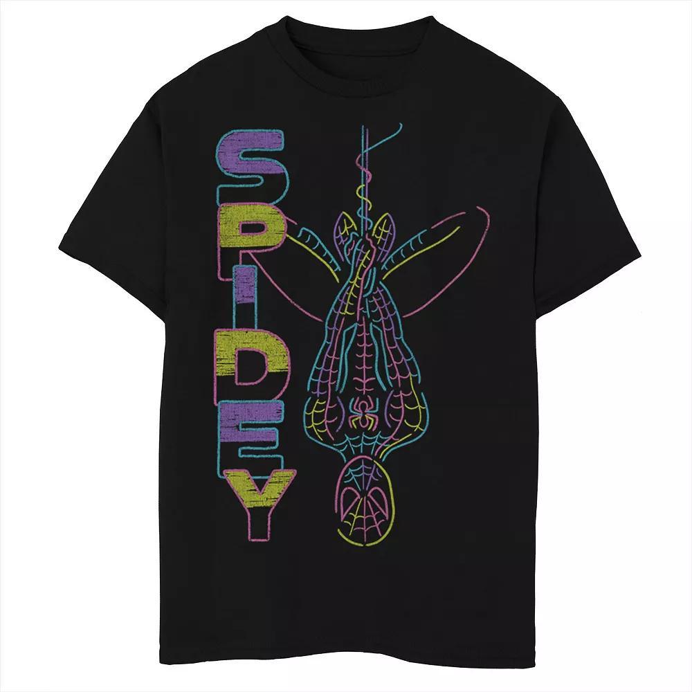 Boys 8-20 Marvel Spider-Man Spidey Neon Line Art Graphic Tee, Boy's, Size: Medium, Black Product Image