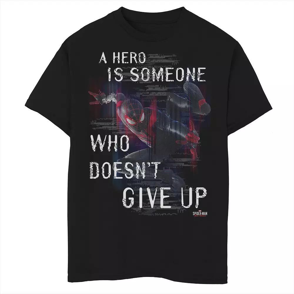 Boys 8-20 Marvel Spider-Man A Hero Doesn't Give Up Tee, Boy's, Size: XL, Black Product Image