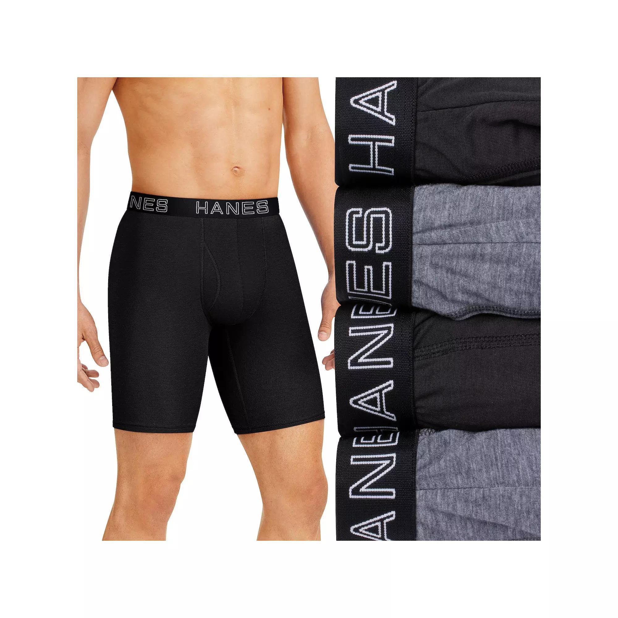 Hanes Ultimate 4-Pack Mens Comfort Flex Fit Total Support Pouch Long Leg Boxer Briefs Product Image