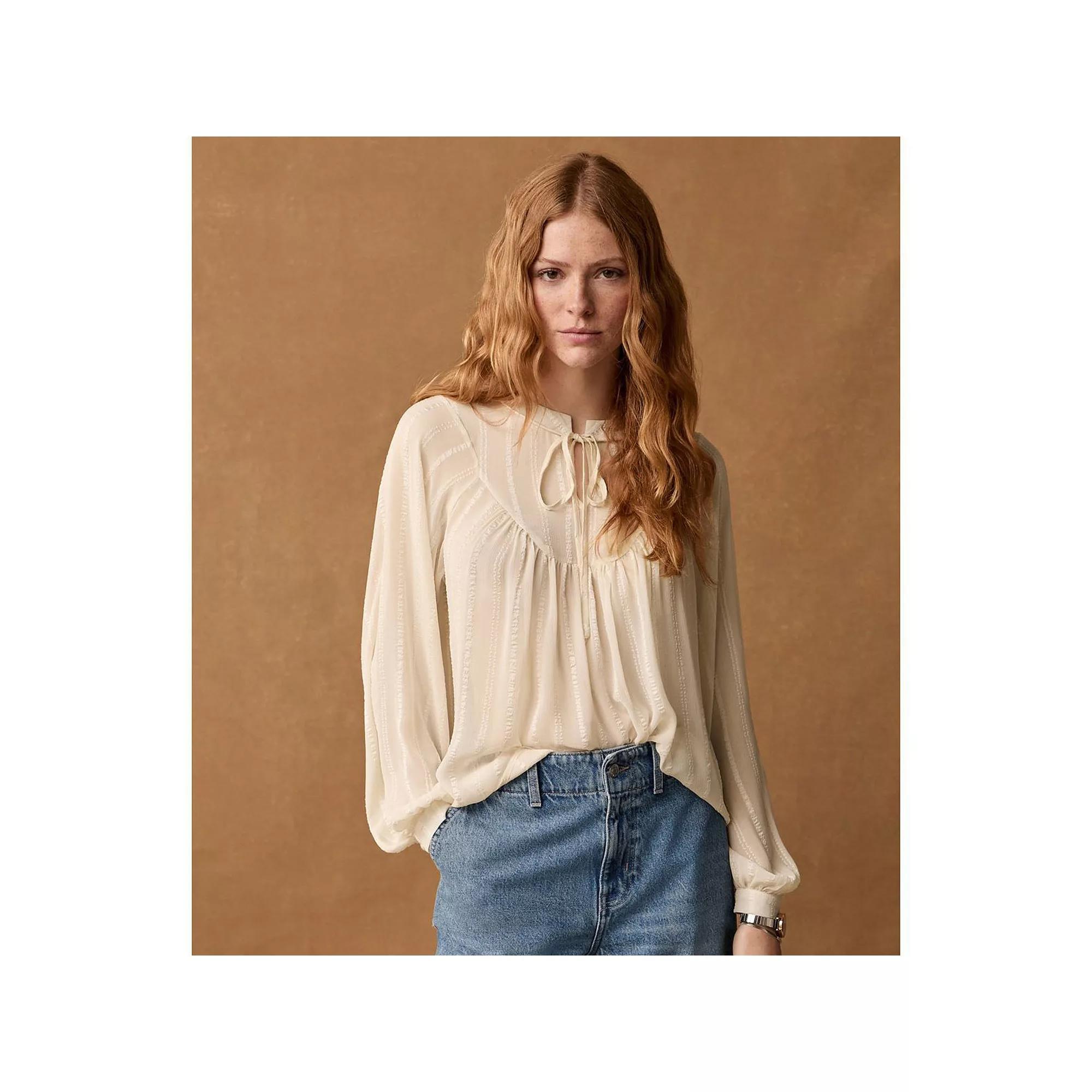 Women's NEXT Long Sleeve Tie Neck Blouse, Size: 16, White Product Image