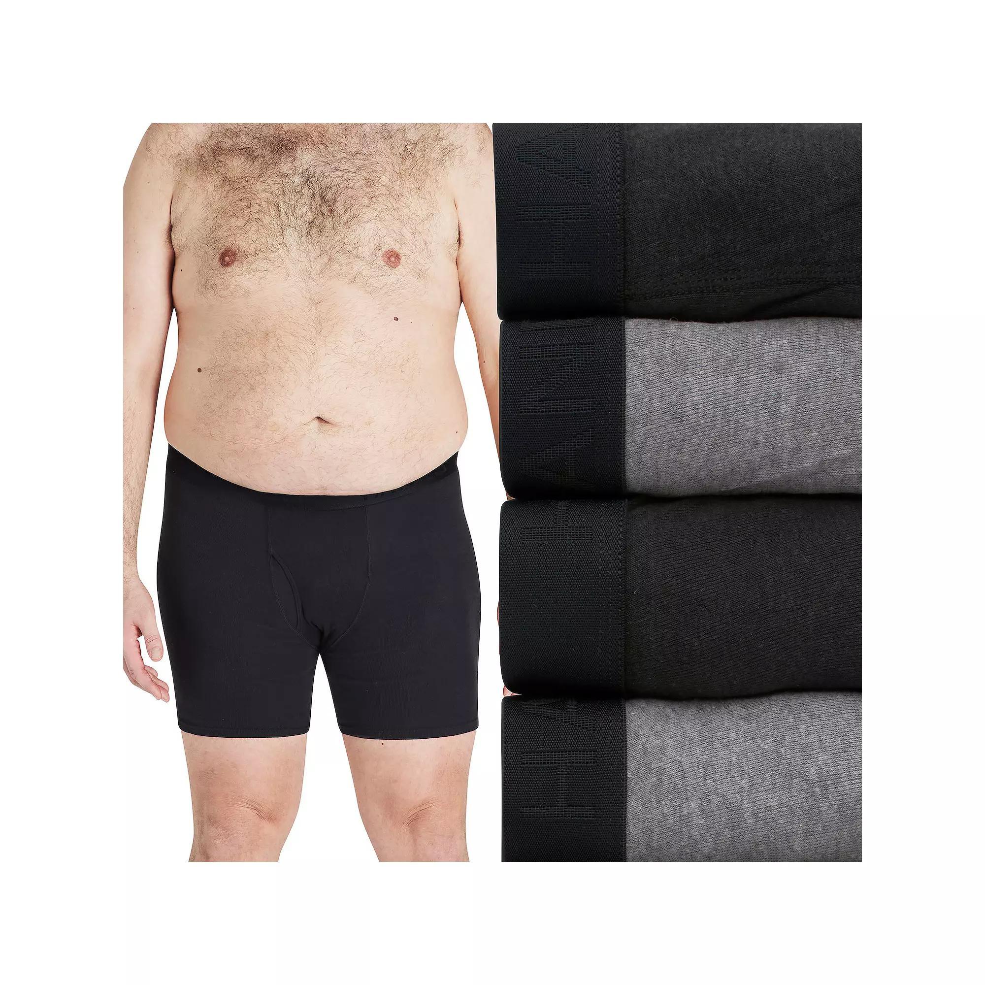 Big & Tall Hanes Ultimate® 4-pk. Big Men's Boxer Brief Underwear, Size: 4XB, Black Gray Product Image