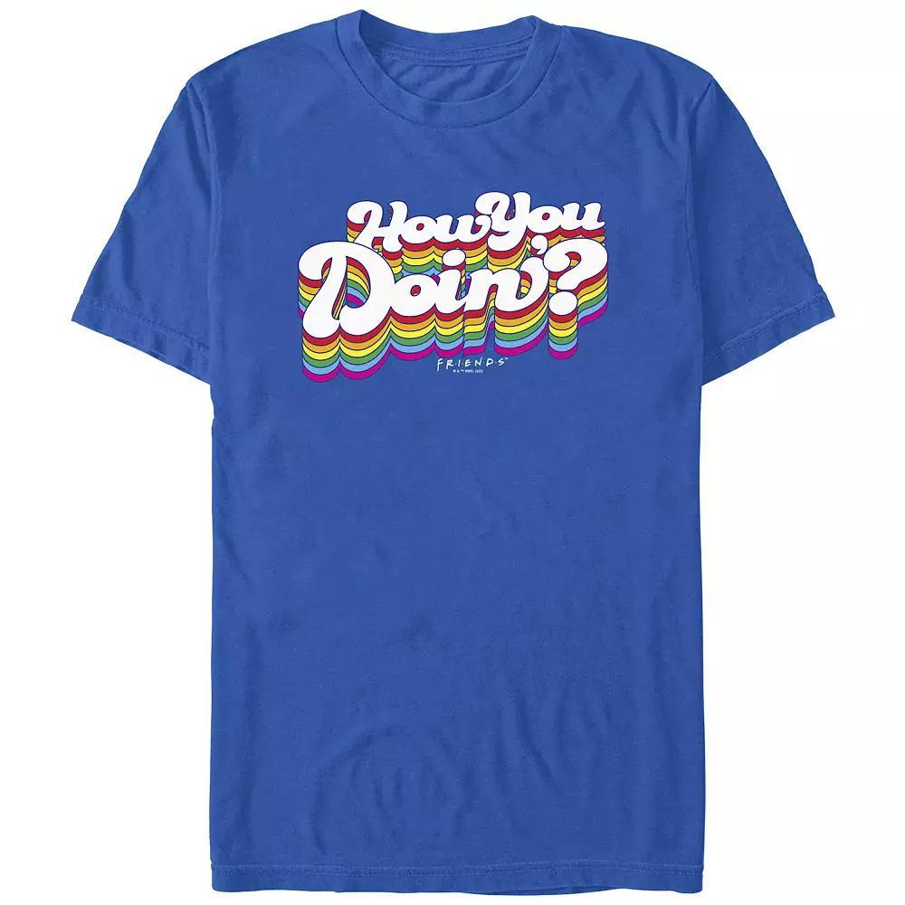 Men's Friends How You Doin' Rainbow Text Graphic Tee, Size: Large, Royal Product Image