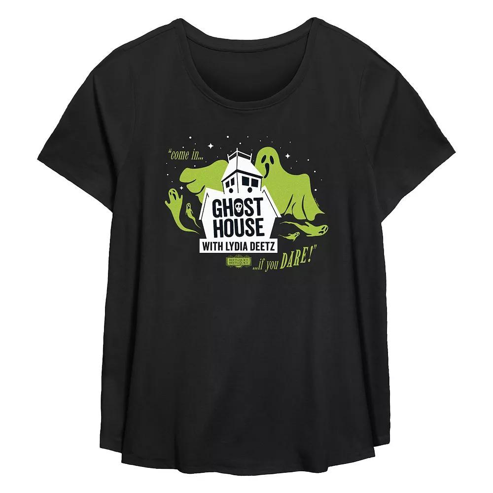 Plus Size Beetlejuice 2 Ghost House With Lydia Deetz Flowy Graphic Tee, Womens Product Image